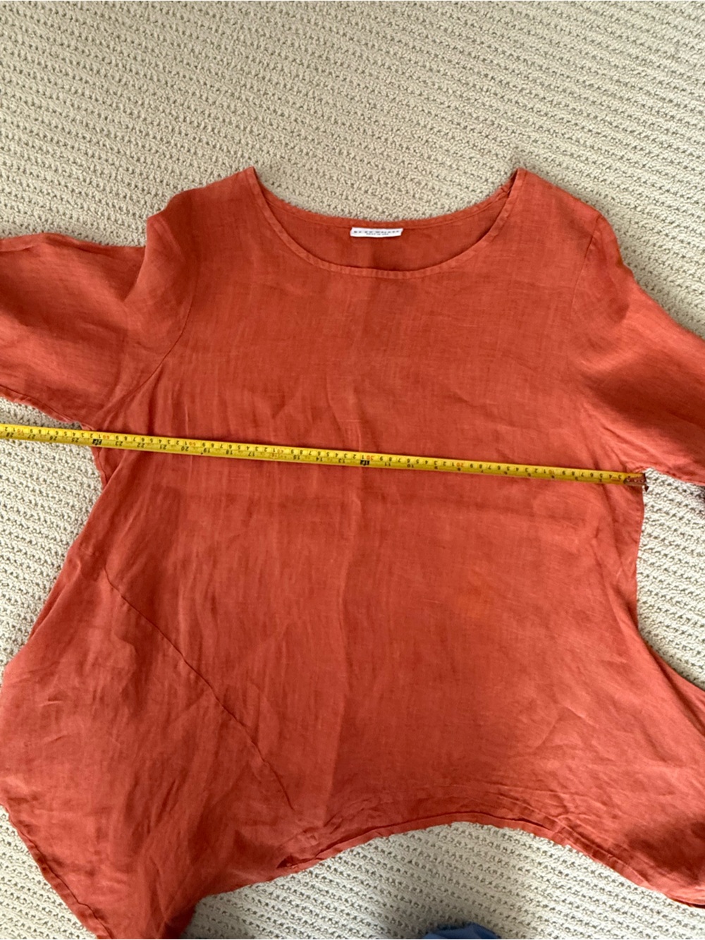 Bryn Walker Rust Linen Tunic Too with handkerchief bottom and Scoop Neck